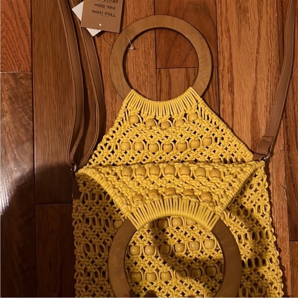 NWT NEW BOHO YELLOW CROCHET CUSTOM PURSE BAG - Picture 4 of 6